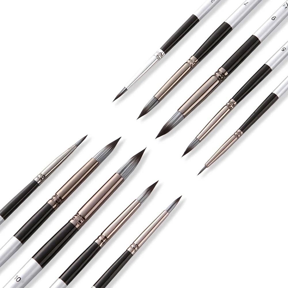 10Pcs/Set Nylon Paint Brushes Watercolor Miniature Art Wooden Handle Artist Paintbrushes Professional Drawing Kit