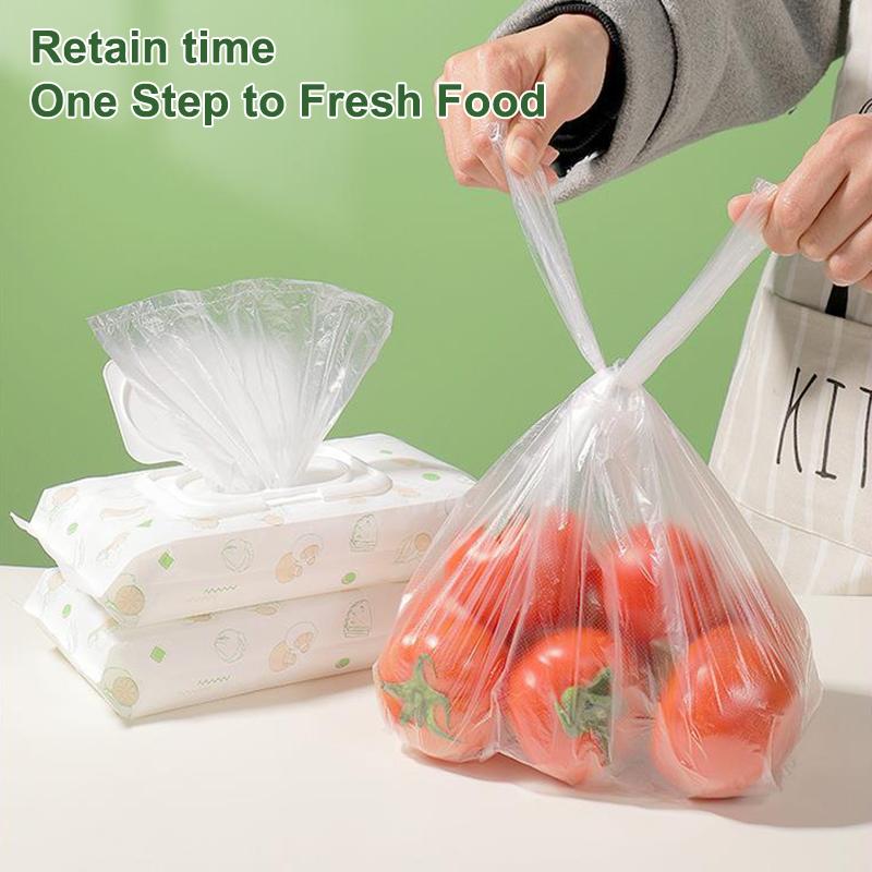 100 Pcs Plastic Bags Food Grade Fresh Preserving Bags Food Fruit Storage Bag Fresh Keeping Disposable Kitchen Packaging Bags