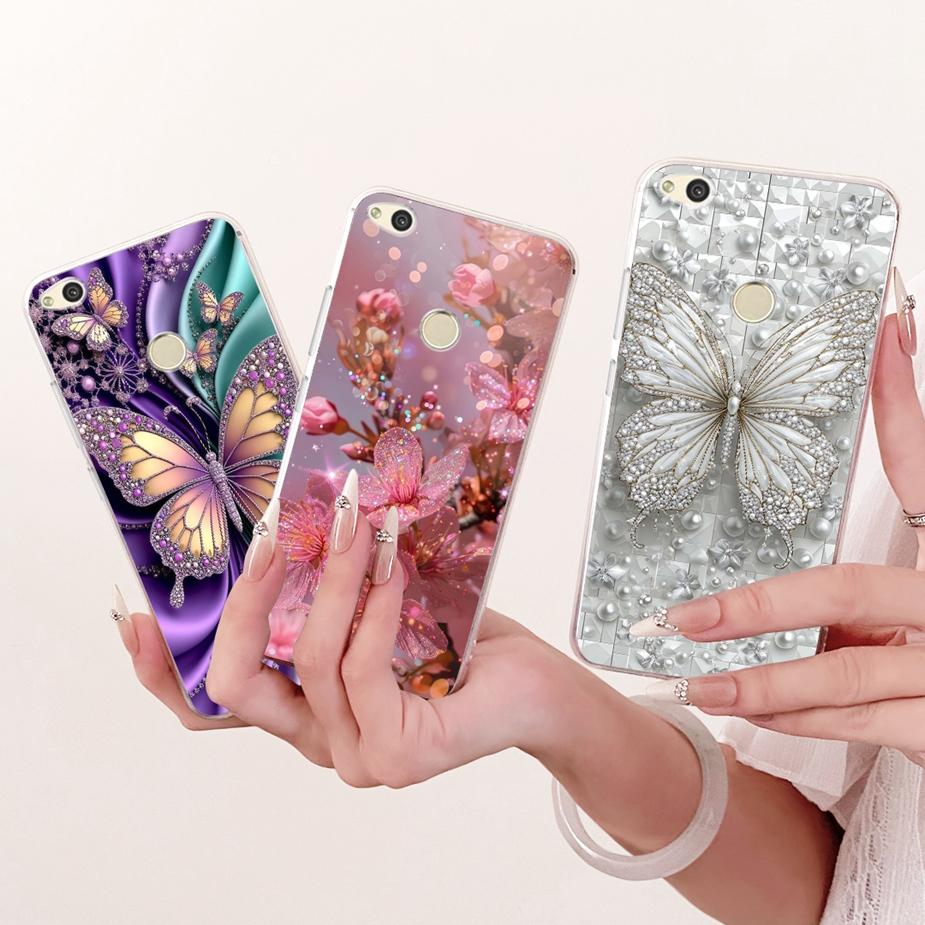 For Huawei P8 Lite 2017 Case Honor 8 Lite Luxury Flower Butterfly Painted Cover Soft Silicone Case For Huawei P9 Lite 2017 Shell