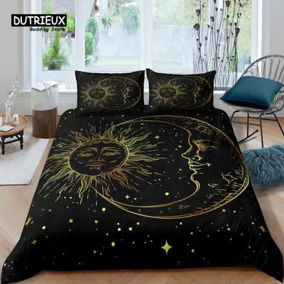 Home Living Luxury 3D Sun and Moon Bedding Set Duvet Cover Set Pillowcase Kids Bedding Set Queen and King EU/US/AU/UK Size