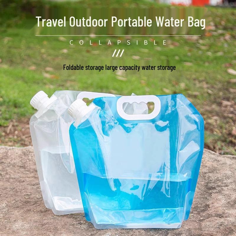 Portable Foldable Water Bag with Faucet - Large Capacity Handheld Bucket for Outdoor Camping & Travel Storage.
