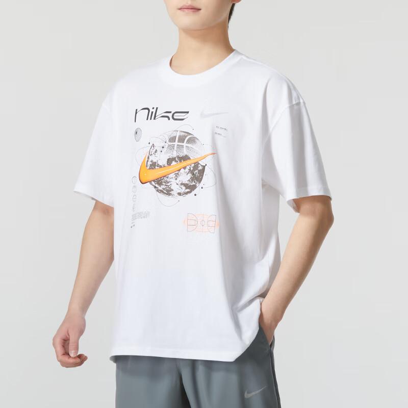 Nike Max90 Buchstaben Logo Print Locker Rundhals Kurzarm T-Shirt mit überschnittenen Schultern Herren Tops Weiß FV8419-100