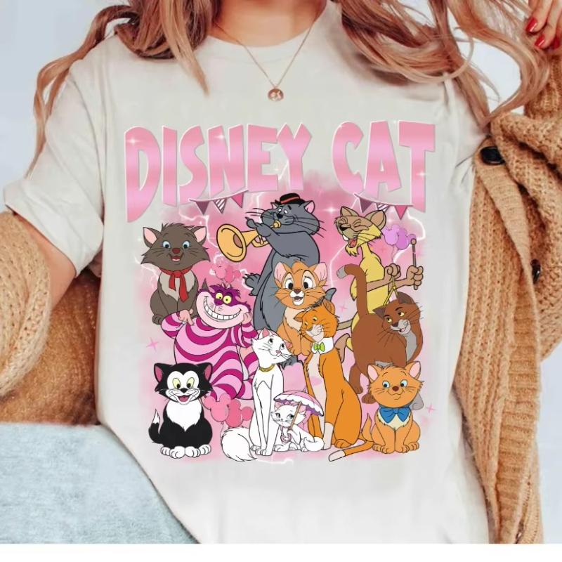 New Cat Character Tshirt Fashion Cat Enthusiast Magic Kingdom Printed Tshirt Cat Adventure Mary Large Tshirt S