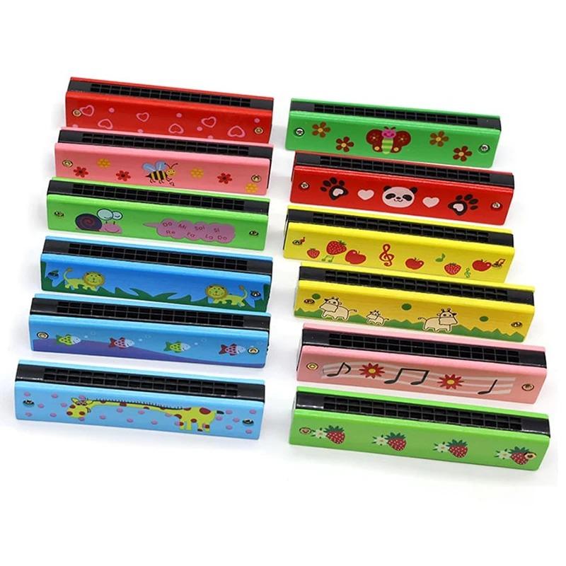1PC Children's Harmonica, Creative Kindergarten Music Teaching Aids, Primary School Students Learn To Play Musical Instruments, Wooden Harmonica Toys