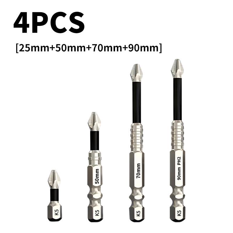 Anti-Slip Shock-Resistant Phillips Screwdriver Bit, Strong Magnetic, 25-150mm, High Hardness
