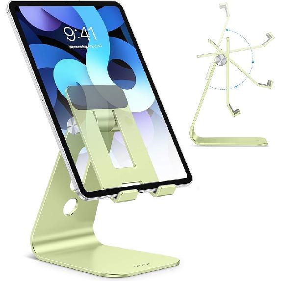 OMOTON Adjustable Tablet Stand for Desk, Upgraded Longer Arms for Greater Stability, T2 Tablet Holder with Hollow Design for Bigger Sized Phones and
