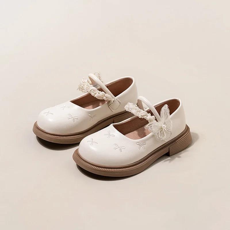 Elegant Girl Princess Shoes Embroidered Sweet Kids Mary Jane Shoes New Chic Children's Causal Dress Leather Shoes Lolita Style