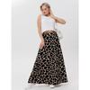 Women's Printed Midi Skirt, Elastic High Waist Flowy A-Line Skirt