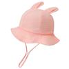 New Baby Gauze Basin Hat Baby Pleated Printed Bucket Hat Rabbit Ear Sun Hat 3-12M