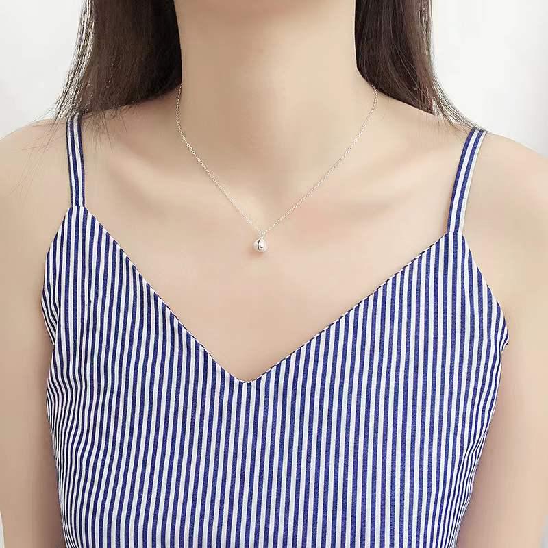 Beixi S925 Sterling Silver Sweet Pearl Shell Pendant Necklace