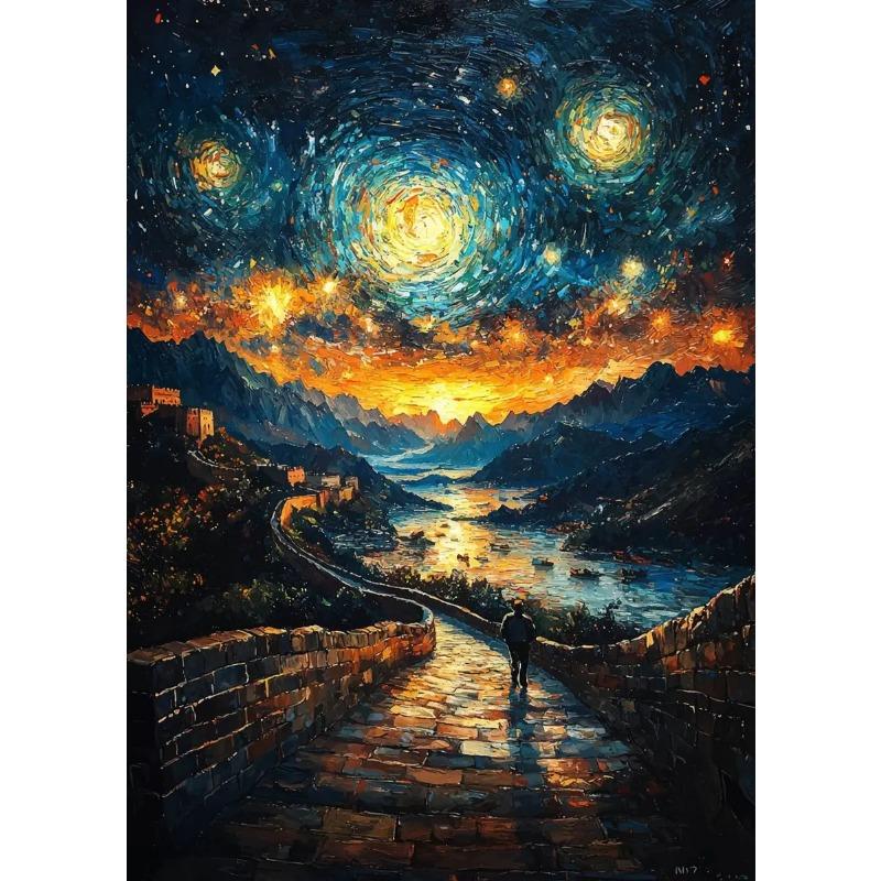 Abstract Van Gogh Landscape Poster Sydney Opera House Starry Night Prints Canvas Painting Wall Art for Home Living Room Decor