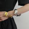 Metal Zinc Zinc Alloy Wide Opening Bangle Ribbon Shaped Retro Hand Ring Irregular Wide Bracelet Gift
