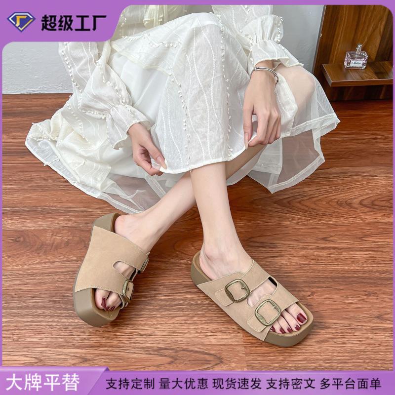 Zhou Yutong Shen Yue, the same style, Baili Shengqiao toast 2nd generation thick-soled Boken slippers 2025 new sandals women's outer wear