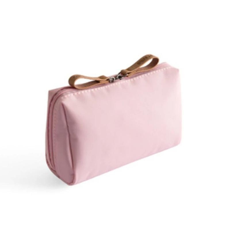 

Minimalist Makeup Bag for Women Portable Travel Storage Pouch Mini Size Cosmetic Organizer with Lipstick Slot for Daily Use рожевий