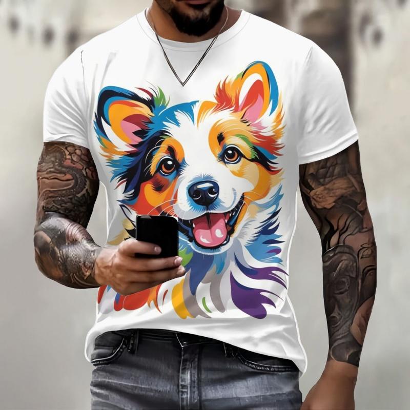 Squirrel Dog Bee Pattern Men's T-shirt Fun Animal 3D Printed Short Sleeved Top Fashionable Street Trend Harajuku Round Neck Clothing
