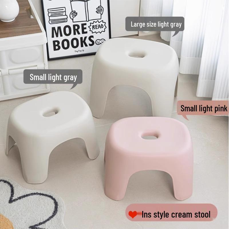 Multifunctional Stackable Plastic Stool for Living Room, Bathroom, or Kids' Room.