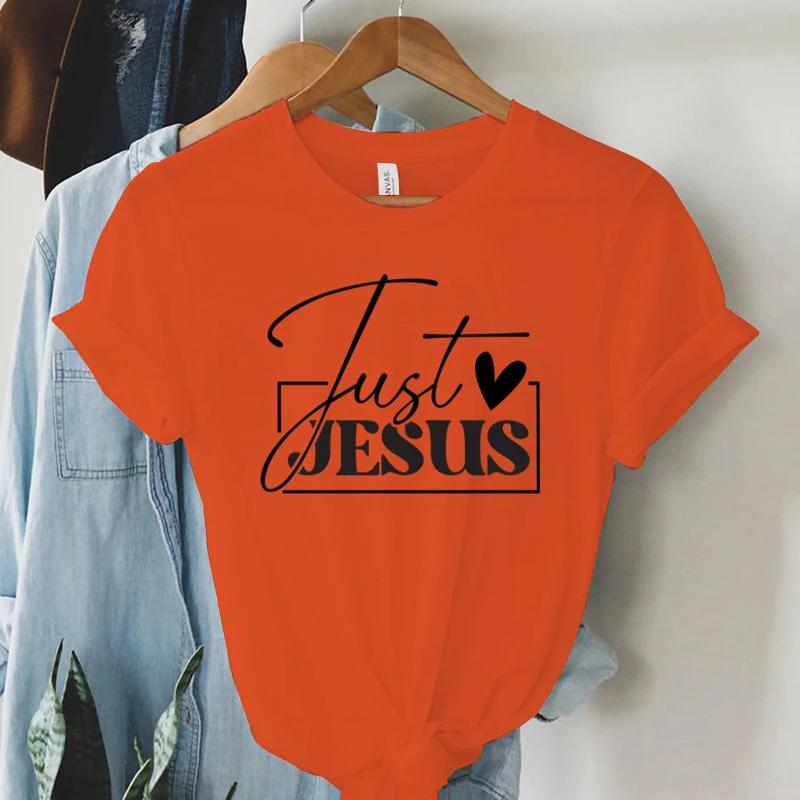 Bara älska Jesus tryck kvinnor T-shirts kristen Jesus bokstavskjorta Harajuku grafiska toppar kvinnliga sommar religiösa kristna t-shirt