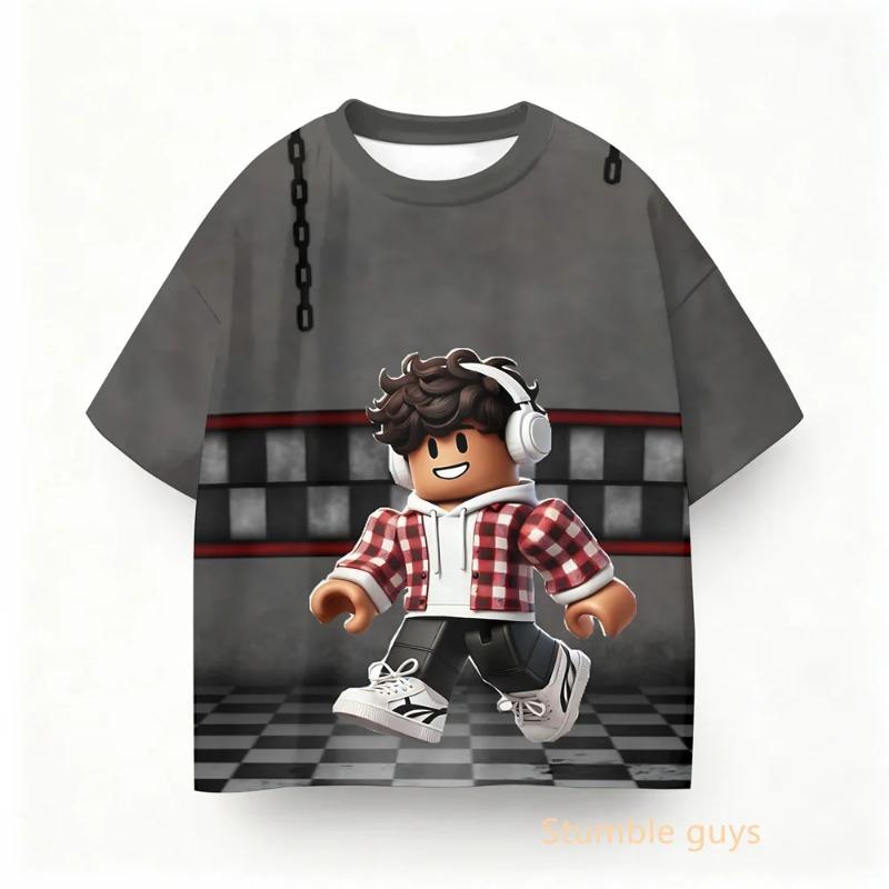 Summer Children Roblox Short Sleeve T-shirt Boys Clothes Girls Game Anime 100