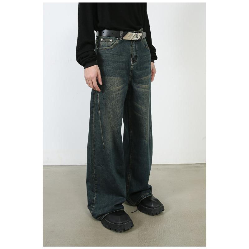 Vintage Loose Wide-leg Jeans Men's Design Sense of Senior Sense of Fried Street Pants Straight Loose Jeans for Men Fashionable and Comfortable Pants