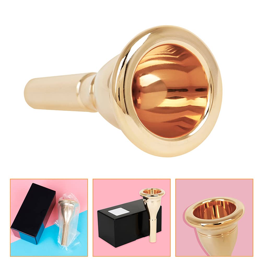 Replacement Tuba Mouthpiece with Storage Box, 13.3mm, for Tuba Practice, Beginner Tuba Players, Golden, 9.9 x 4.7 x 4.7cm