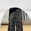 Women's High Waist Camouflage Wide-Leg Jeans - Retro Hong Kong Style, Loose Fit, Floor-Length, Slimming