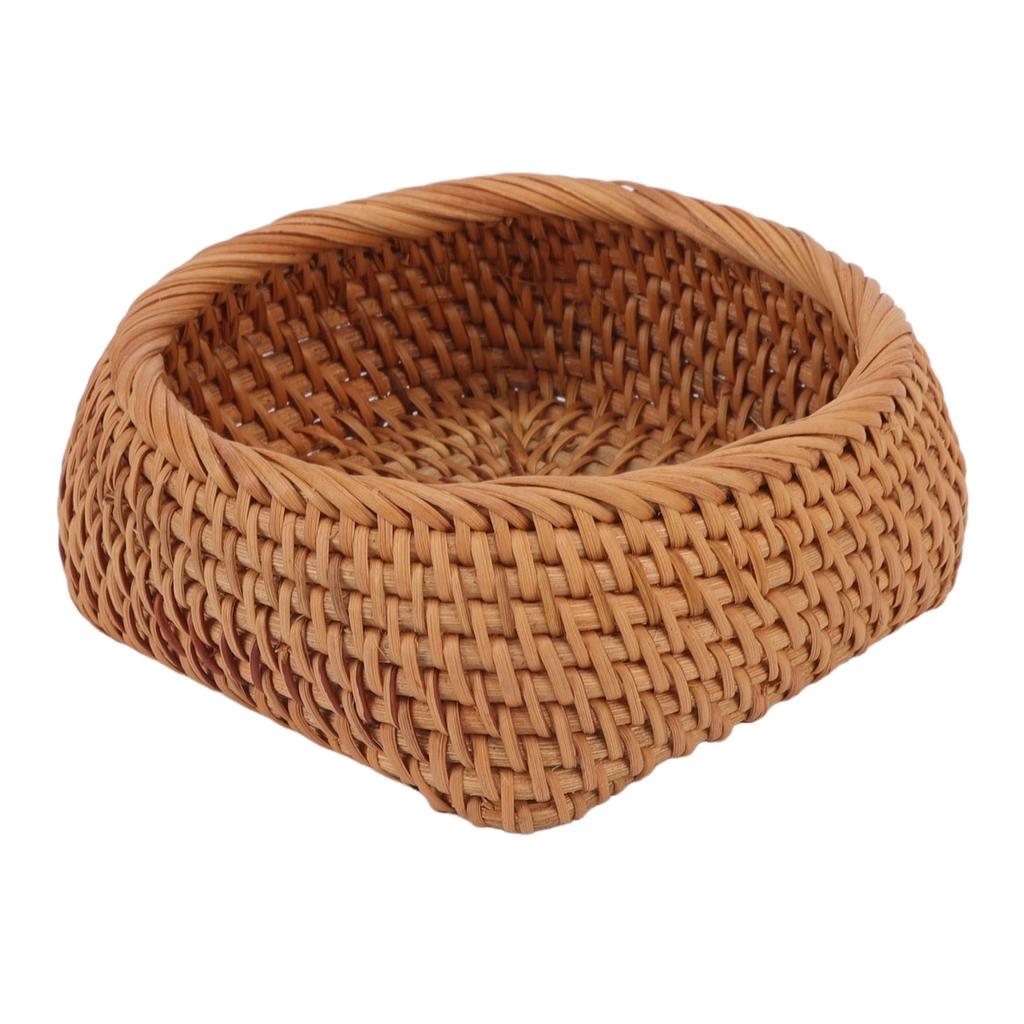 Rattan Storage Basket Hand Woven Simple Exquisite Rattan Organizer Storage Basket for Tea Sets