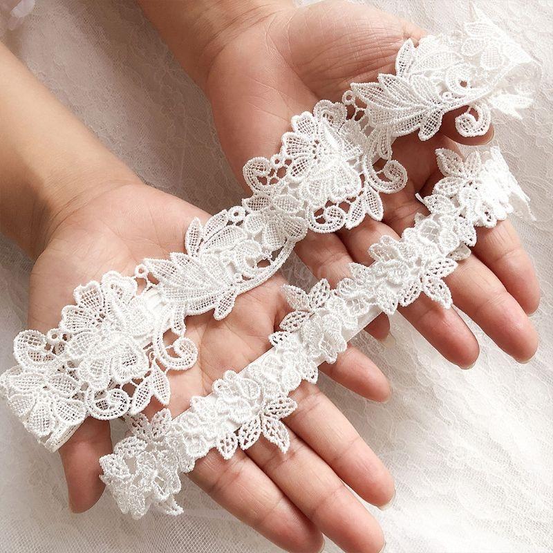 Women Embroidery Floral Lace Thigh Rings Set Wedding Prom Bridal Decorative Stretch Band Solid Color Hollow Seamless Leg Garters
