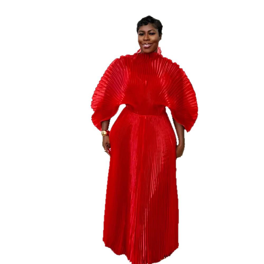 Afrikanisches Elegantes Einfarbiges Übergrößenkleid - Neuer Modestil