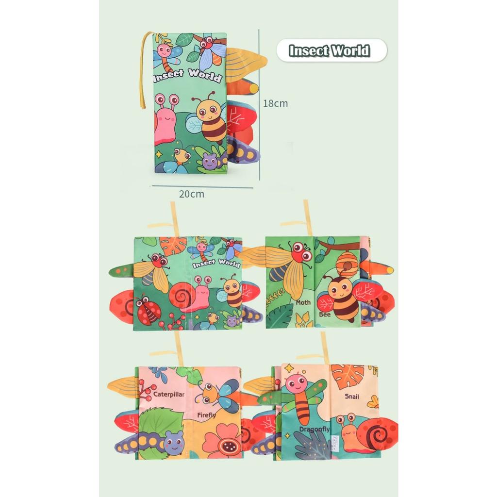 Baby Books Montessori Toys Waterproof  Soft Cloth Books 3D Animal Cognitive Infant Early Learning Educational Fabric Books Toys