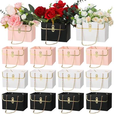 4PCS Portable Flower Box Rose Packaging Wrapping Gift Bag Shop Wedding Valentine's Day Birthday Party Paper Bag Box