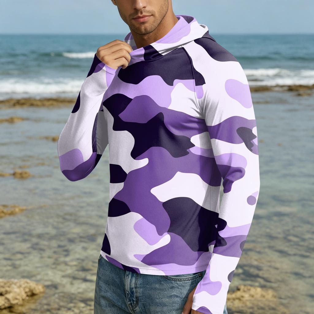 Men 50 Plus Sun Hoodie Long Sleeve Lightweight Quick Dry Hooded Shirt for Outdoor Activities