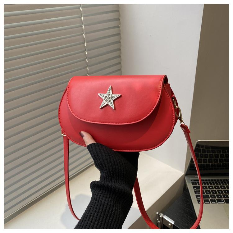 Fashi Star Women Pu Leather Shoulder Armpit Bags Thread Design Ladies Crossbody Saddle Bag Simple Girl Phe Handbags Purse