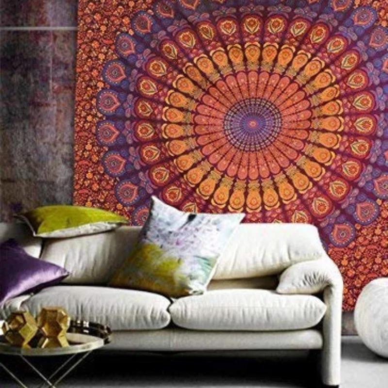 Hippie Mandala Wandteppiche Indien Böhmisch Psychedelisch Bettwäsche Dekor Wandteppich Ästhetisch Vintage Wandteppich Kunstteppich Tapiz