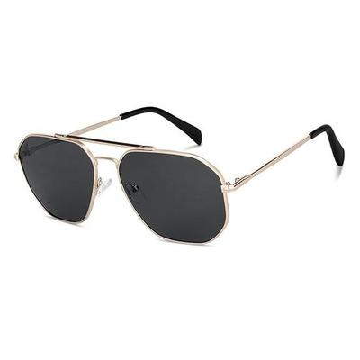 Vincent Chase By Lenskart | Gold Grey Full Rim Pilot Branded Latest  |100% UV Protected | Men & Women | Large | VC S14495