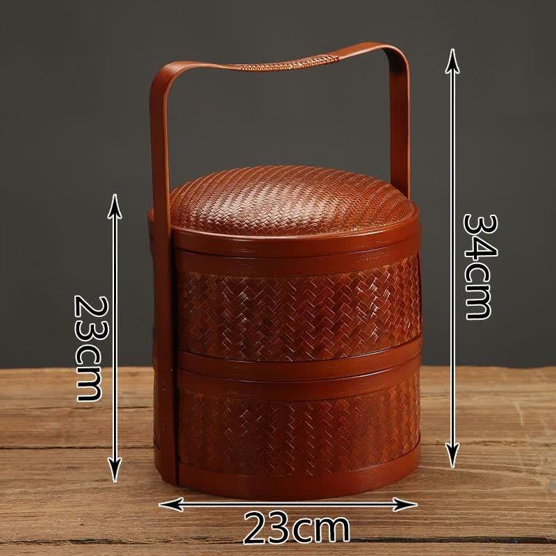 

JingJingRS Handmade Bamboo Double-Layer Food Basket