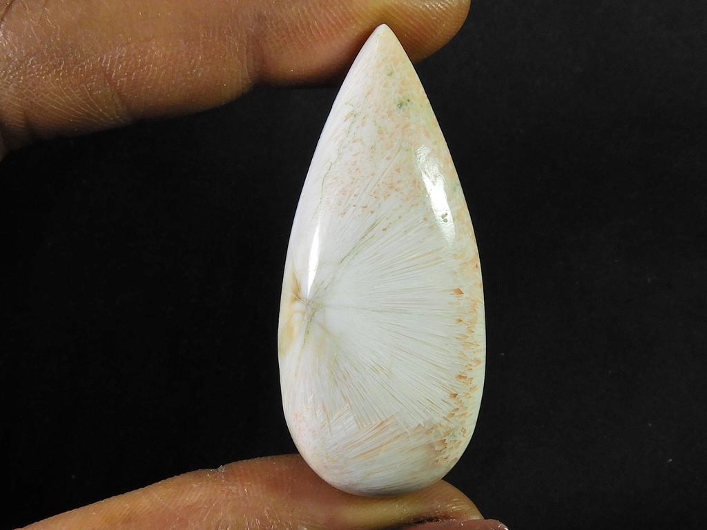 59Cts. Pink Scolocite Pear Healing Crystal Cabochon Loose Gemstone 21X46X9MM SK-2468
