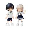 HIGHAWK Obitsu 11 (OB11) Obitsu Doll 11cm Body Short-Sleeved Uniform Set for Dolls - Includes Outfit, Skirt, Tie, and Socks - Female (White)