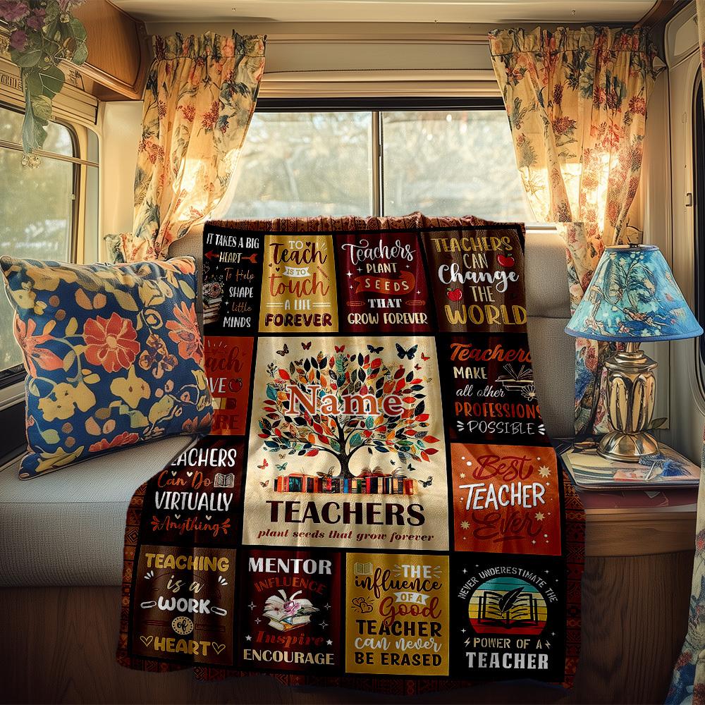 Teachers Appreciation Customize Your Name Rv Blanket Soft Comfortable Lightweight Multipurpose Blanket For Travel Camping Picnics Sofas Rvs Beds