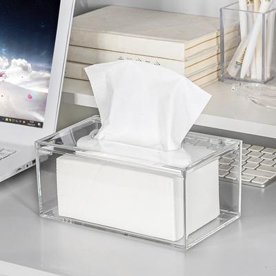 Clear Acrylic Tissue Box with Flip Cover Refillable Wipes Container Dryer Sheets Napkin Paper Dispenser for Kitchen Bathroom