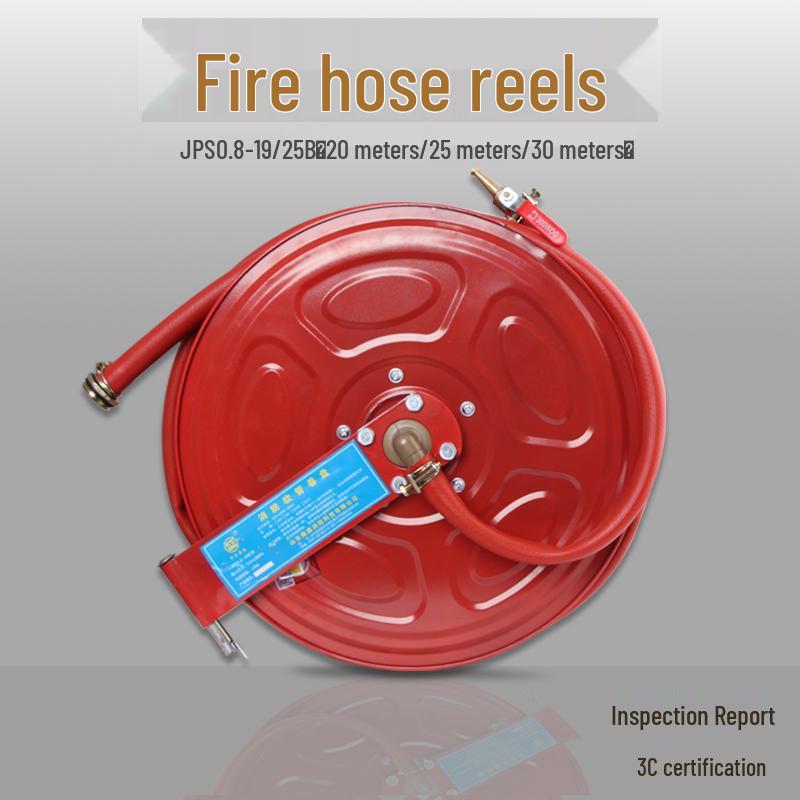 Firefighting JPS0.8-19/25 Hose Reel, 20/25/30m Self-Rescue Fire Hose Hydrant Box Premium 20m