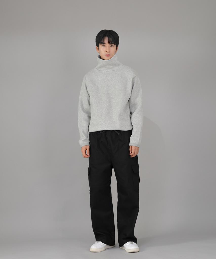Seinteukeulu Warm-Up Loose Fit Brushed Turtleneck Plain Sweatshirt Wlp-839 Gray