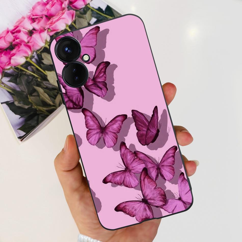 For Tecno Spark 9 Pro KH7 KH7n Cute Cartoon Phone Case For Tecno Spark 9Pro Black Silicone Soft TPU Cases