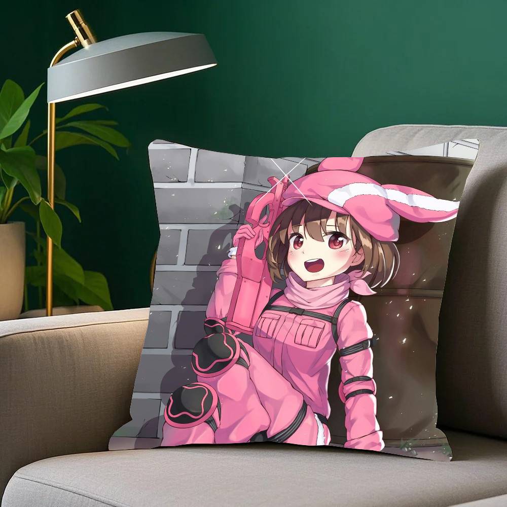 Gun G-Gale Online Anime Kuddfodral Heminredning Pläd för Soffa Säng Bil Rumsdekor Presentidé