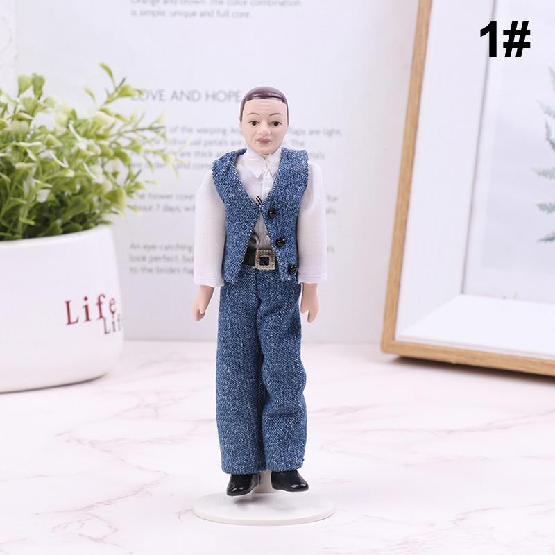 1/12 Dollhouse Miniature Porcelain Doll People Model Beautiful Youth Boy Girl Decoration Doll House Plaything For Kids