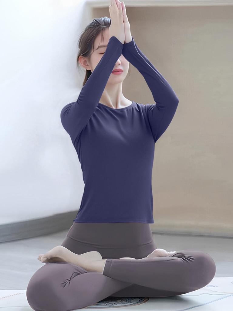 2025 Blaues Langarm Yoga & Pilates Set für Damen für Herbst/Winter