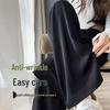 Women's Versatile Black Wide-Leg High-Waisted Pants for Spring and Summer