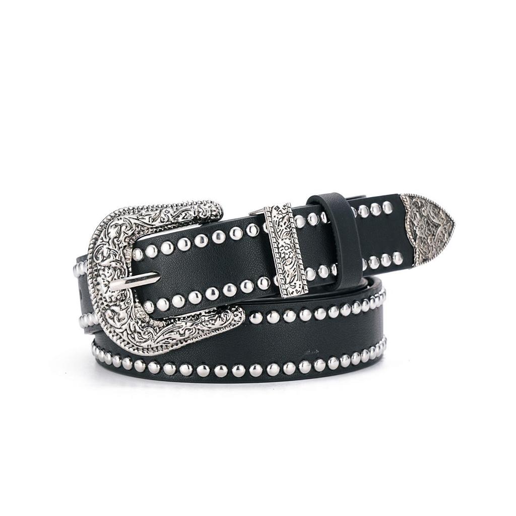 Trendiger Punk-Stil Nieten-Ledergürtel mit Metalldreiecken – Y2K-inspirierter dekorativer Taillenbund für einen Hot Girl Look