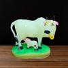 Handicraft Decorative Polystone Cow and Calf Big Statue/Idol for Gift Home Decor 8 inch (Radium 3 inch)