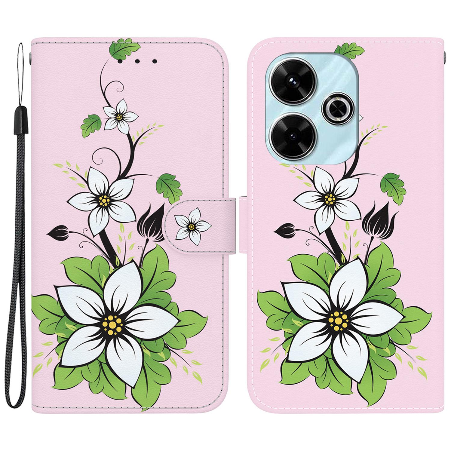 

For Xiaomi Redmi 13 5G/13 4G/Poco M6 4G Case Pattern Print PU Leather Wallet Phone Cover Lily