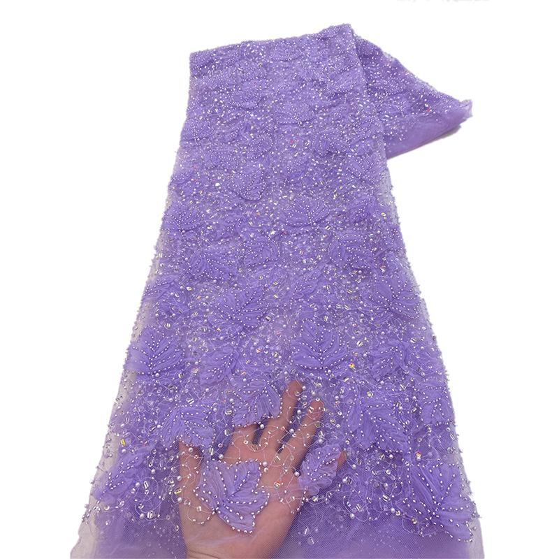 High Quality African Tube Beaded Sequin Lace Fabric Sequin Embroidery French Tulle Lace Nigerian Wedding Dress Cheongsam Fabric